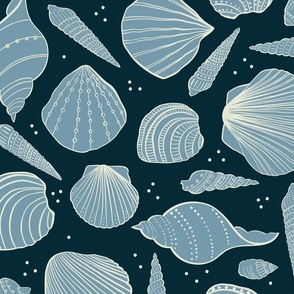 Seashells in blue