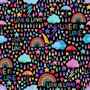 Pride not Prejudice - Love is Love - medium scale on black