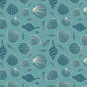 Seashells in teal