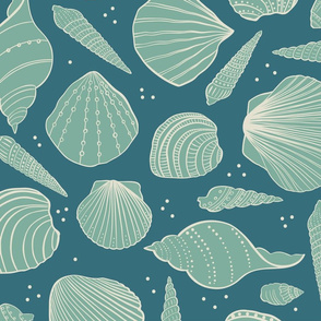 seashells in blue and green