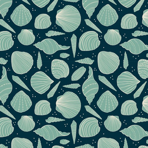 seashells in navy and green
