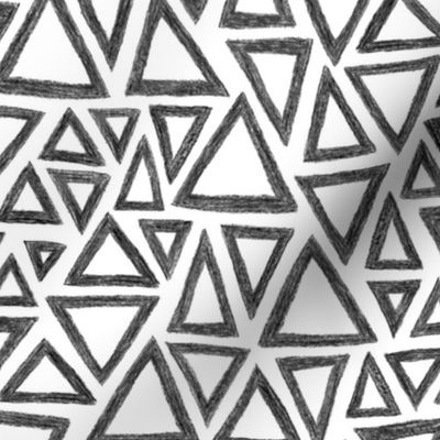 crayon triangles in black and white