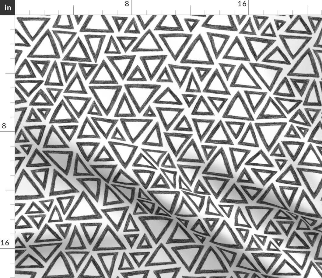 crayon triangles in black and white