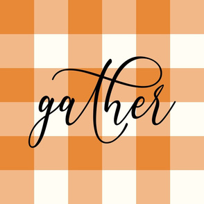 Gather Pumpkin Orange Gingham 18 inch square