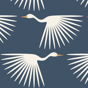 Art Deco Cranes - Hudson Bay - 6" (All Cloud White)