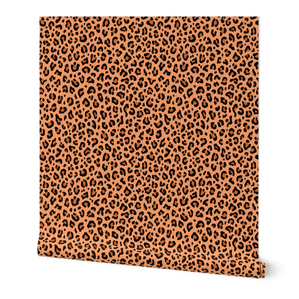 ★ LEOPARD PRINT in PAPAYA ORANGE ★ Small Scale / Collection : Leopard spots – Punk Rock Animal Print