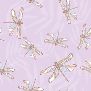 Dragonflies bamboo grove lilac purple by Jac Slade