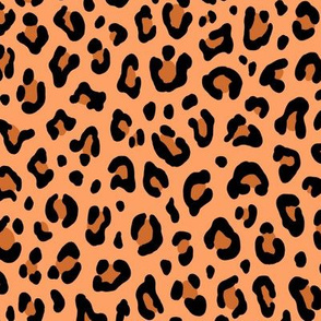 ★ LEOPARD PRINT in PAPAYA ORANGE ★ Medium Scale / Collection : Leopard spots – Punk Rock Animal Print