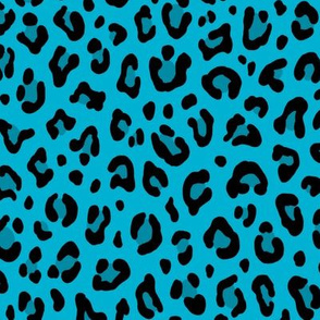 ★ LEOPARD PRINT in TURQUOISE BLUE ★ Medium Scale / Collection : Leopard spots – Punk Rock Animal Print