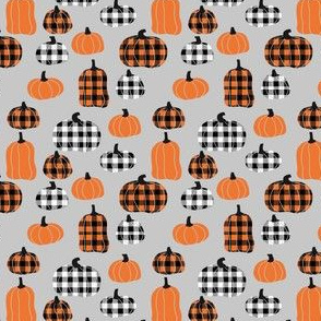 SMALL plaid pumpkins - thanksgiving fall fabric - grey