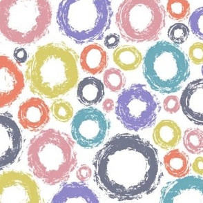 Dry Brush Colorful Circles White Background - Large Scale