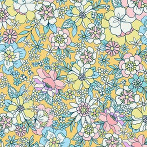 Candyfloss floral deep yellow by Jac Slade