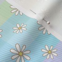 Rainbow Daisy Gingham check pink blue yellow purple checks by Jac Slade