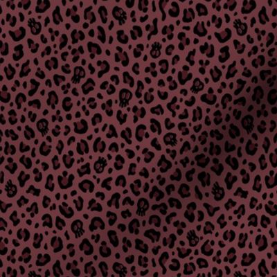 ★ SKULLS x LEOPARD ★ Dark Burgundy - Tiny Scale / Collection : Leopard Spots variations – Punk Rock Animal Prints 3
