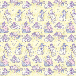 Pastel Witchy Cats in Sunflower Yellow {small}