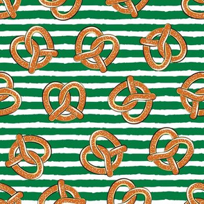 soft pretzels (green stripes) - food fabric C21