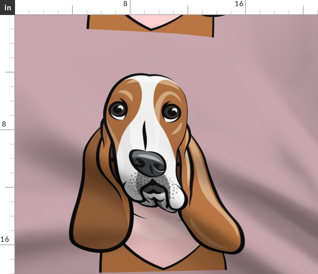 18" panel - Basset hound  -  mauve - LAD21