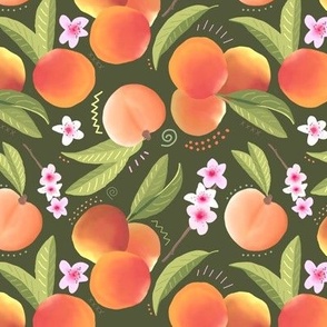 Peach Party, olive green