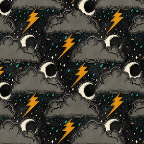 Stormy Night - large - black & marigold 