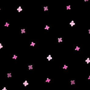 Pink Mosaic Flower Pattern on Black