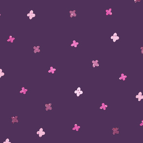 Pink Mosaic Flowers on Purple