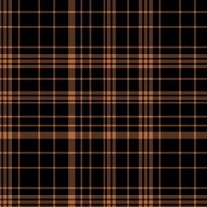 SMALL halloween plaid fabric - black and orange muted neutrals
