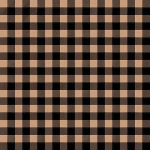 SMALL farmhouse check fabric - Black and Tan, muted neutral fabric