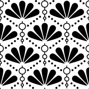 Pattern 0119 - black and white flowers with pearls