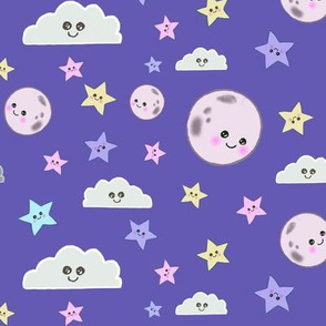 Moons and stars pink purple