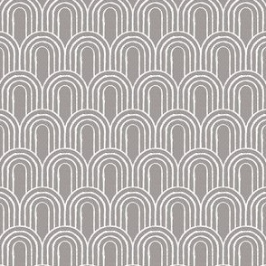 Rainbows in Gray for Baby Apparel, Fabric, & Wallpaper