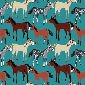 Horses light blue water pattern