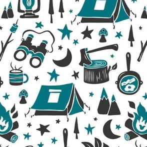 Camp Life - Summer Camping Fun Dark Teal 