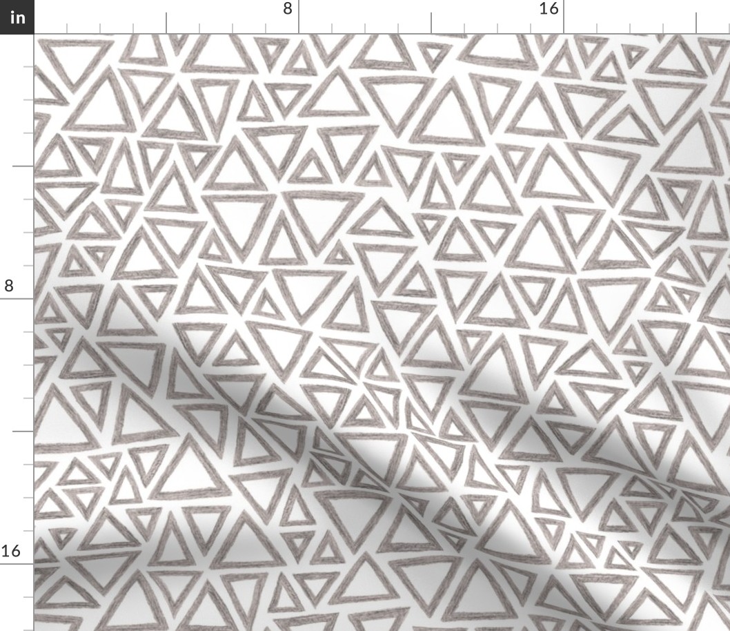 crayon triangles in grey on white