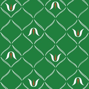 Kelly green trellis with red