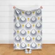 Rain Extra Large- 70sTear Drop- Retro Geometric Seventies- Gray and Golden Yellow- Large Scale- Vintage Home Decor- Mid-century Wallpaper