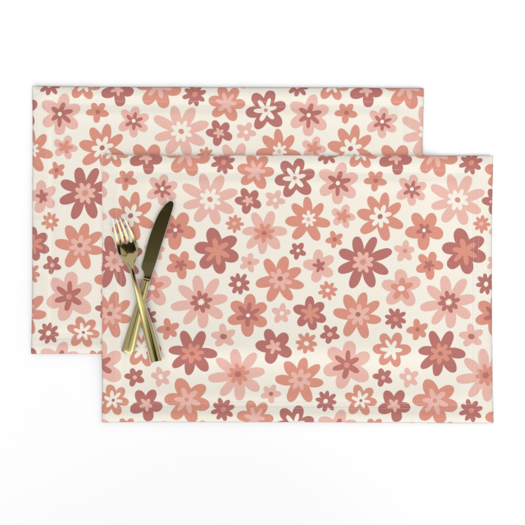 Retro Floral in Mushroom Pink Shades