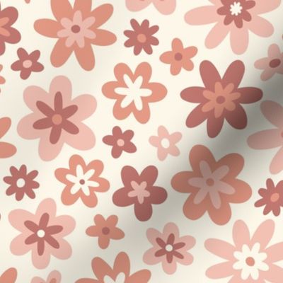 Retro Floral in Mushroom Pink Shades