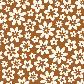 Retro Floral on Brown