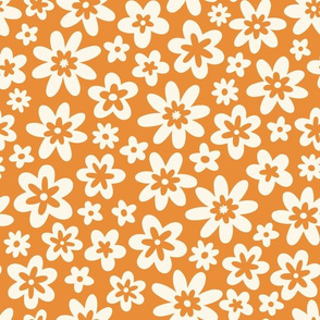 Retro Floral on Orange