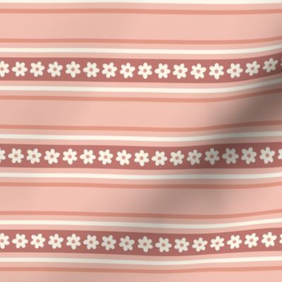 Retro Daisy Stripes in Boho Pink
