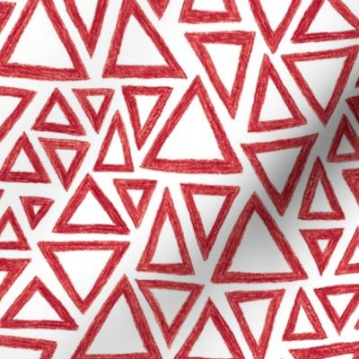 crayon triangles in cranberry red on white