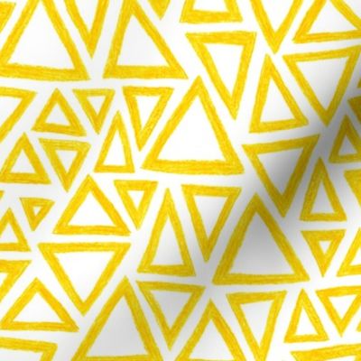 crayon triangles in yellow on white