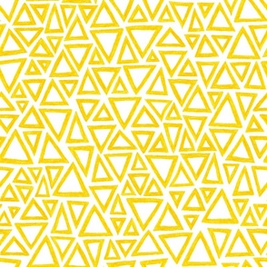 crayon triangles in yellow on white