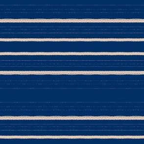 Dark Navy background with horizontal tan stripes