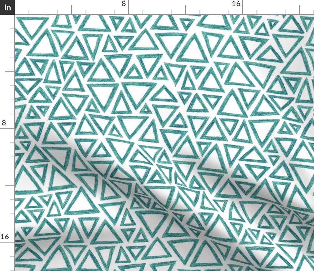 crayon triangles in teal on white