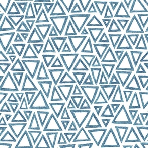 crayon triangles - navy blue on white