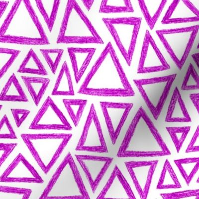 crayon triangles in bright plum on white