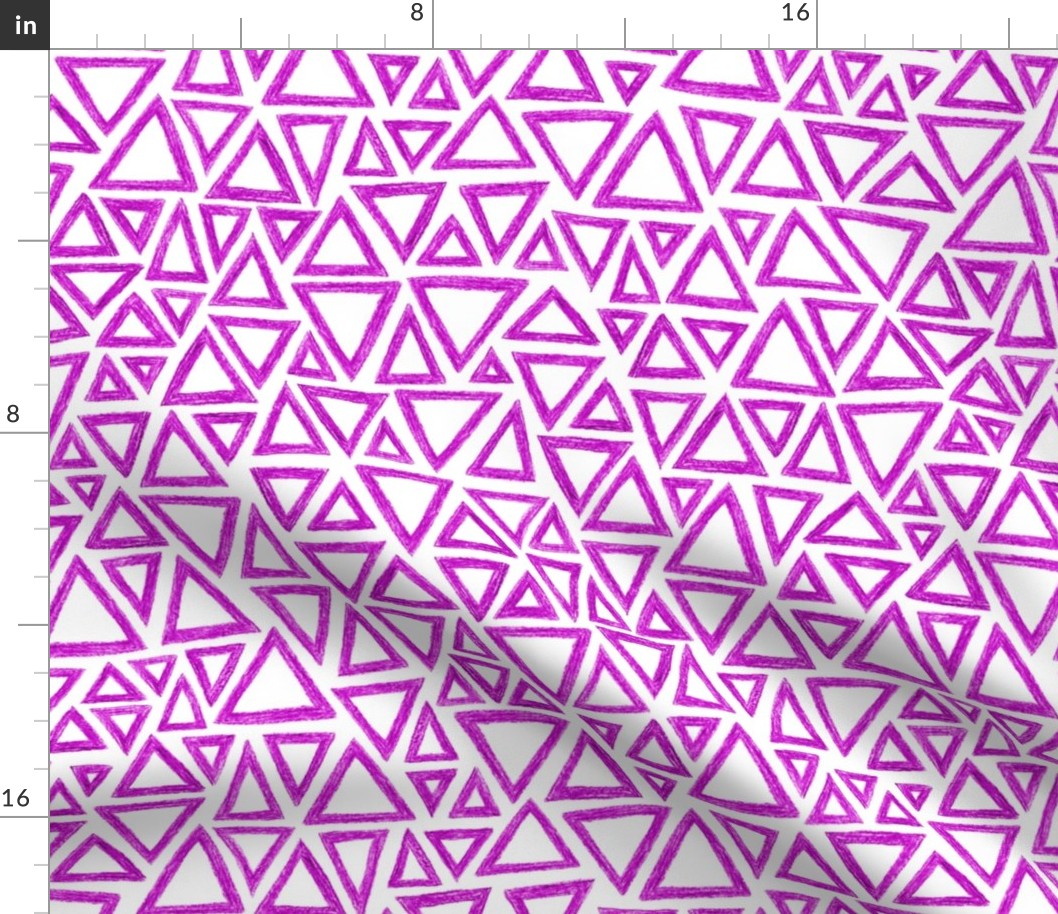 crayon triangles in bright plum on white