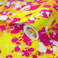 Rad 80s Splatter,  Pink & White on Yellow