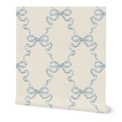 Large Hannah Ribbon Trellis Soft Blue on Cream